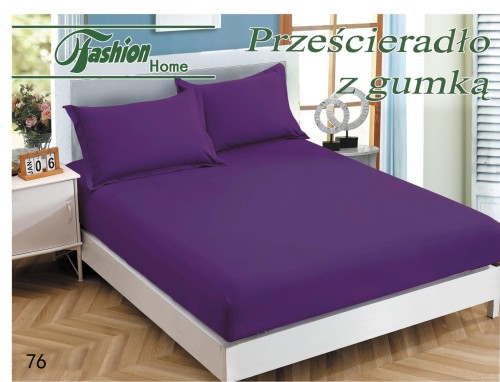 Bawełniane prześcieradło bez gumki 160x200 fioletowe 
