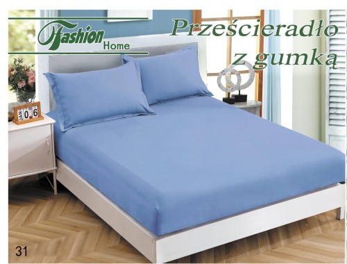 Bawełniane prześcieradło bez gumki 200x220 niebieskie