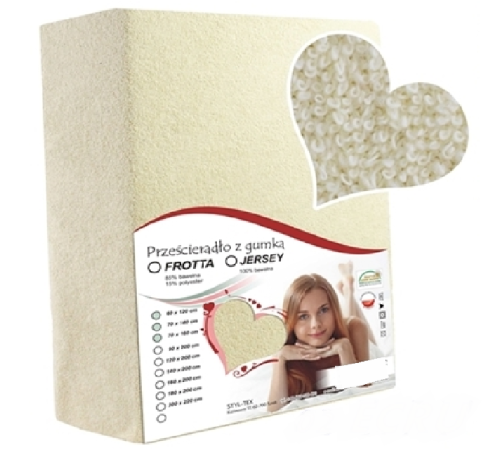 PRZEŚCIERADŁO FROTTE 160x200 Z GUMKĄ POLSKIE ECRU