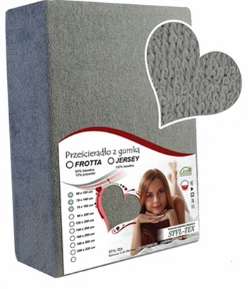 PRZEŚCIERADŁO FROTTE 160x200 Z GUMKĄ POLSKIE GRAFITOWE