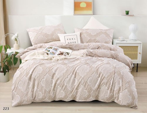 Pościel z haftowanym wzorem 160x200 beżowa