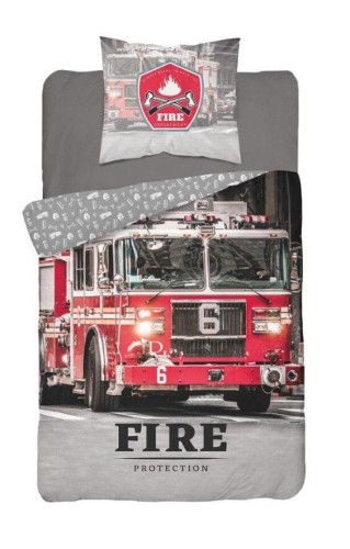 Pościel młodzieżowa 160x200 100% bawełna wóz strażacki 