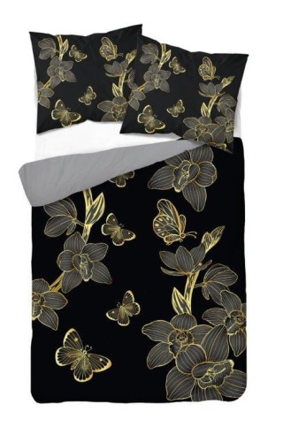 Pościel młodzieżowa 160x200 mikrowłókno złote motylki