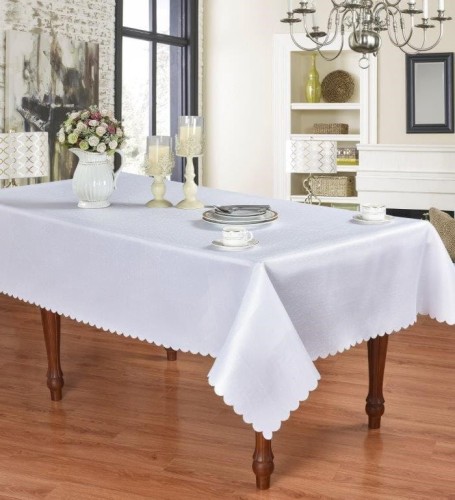 Obrus plamoodporny 160x350 biały bieżnik deszczyk