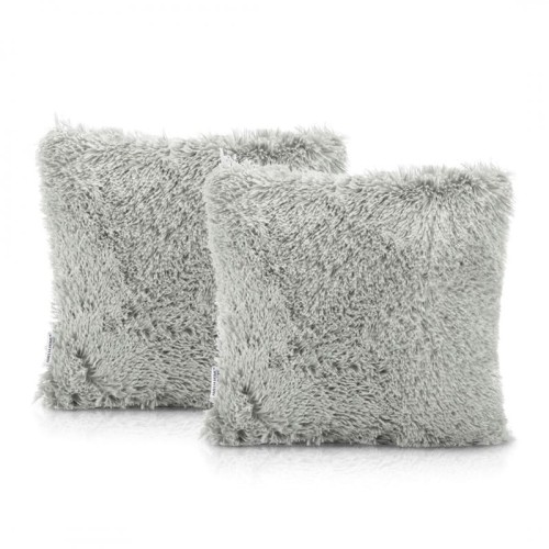 Poszewka dekoracyjna 2x sztuka 45x45 włochacz szara