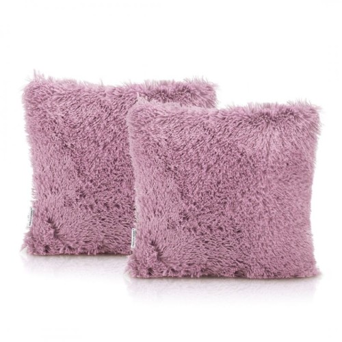 Poszewka dekoracyjna 2x sztuka 45x45 włochacz różowa