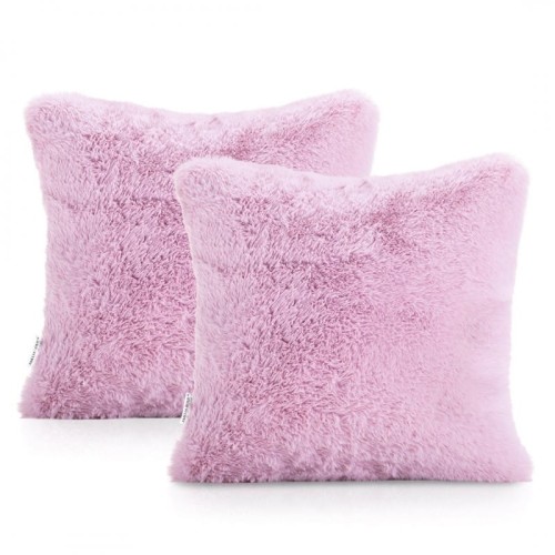 Poszewka dekoracyjna 2x sztuka 45x45 włochacz pudrowy róż