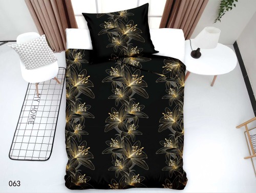 Pościel 3D 140x200 złote kwiaty I