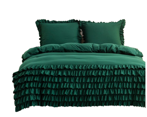 Pościel z falbanką 7 falban 160x200 zielona