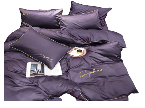 Pościel ze złota lamówką 160x200 fioletowa