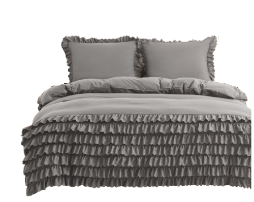 Pościel z falbanką 7 falban 200x220 grafitowa