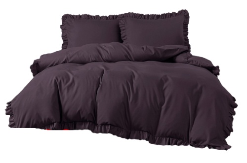 Pościel z falbanką 200x220  brązowa