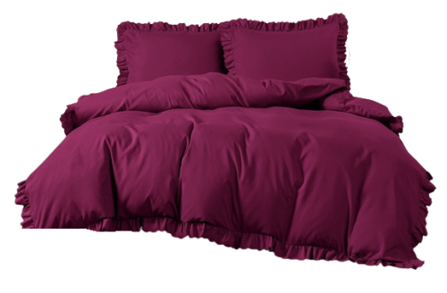Pościel z falbanką 160x200  bordowa