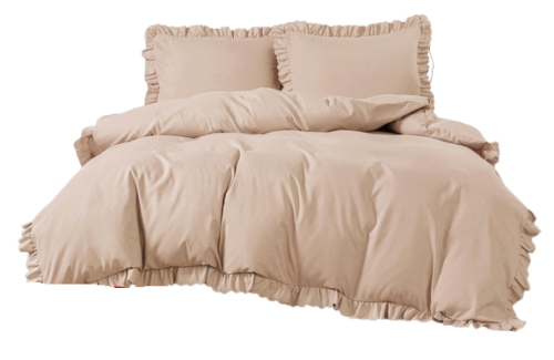 Pościel z falbanką 160x200  beżowa