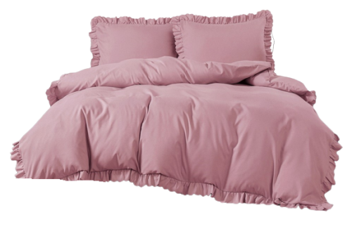 Pościel z falbanką 160x200  różowa