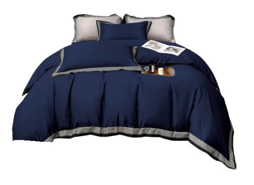 Pościel z dekoracyjną falbanką 160x200 granatowa