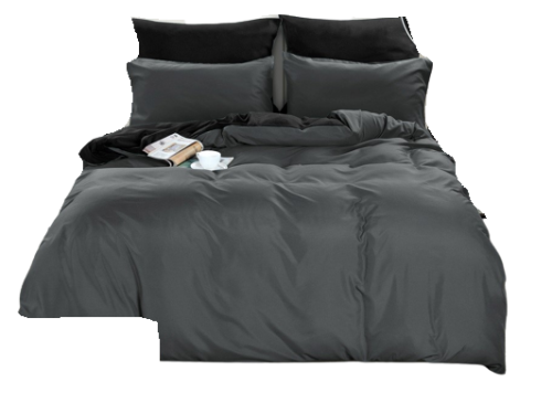 Pościel dwustronna 160x200 gładka szaro/czarna