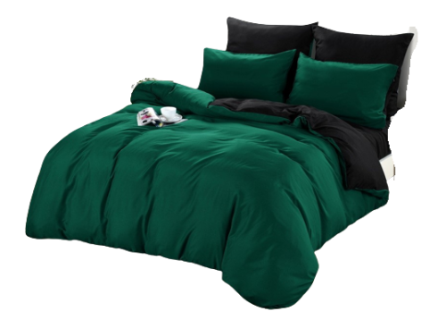 Pościel dwustronna 160x200 gładka czarno/zielona