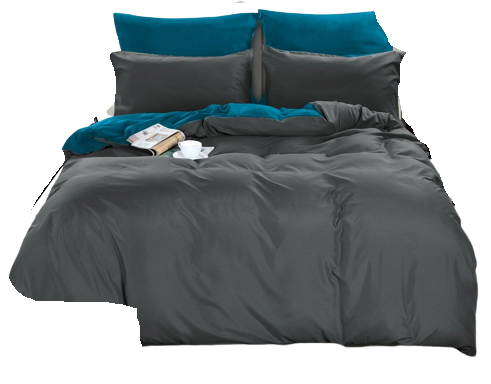 Pościel dwustronna 200x220 gładka niebiesko/szara