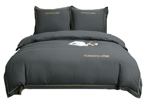 Pościel z lamówką oraz falbanką 140x200 grafitowa