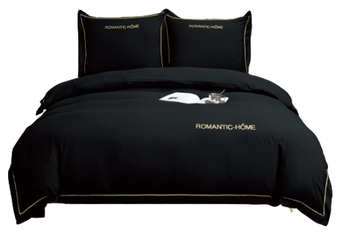 Pościel z lamówką oraz falbanką 140x200 czarna