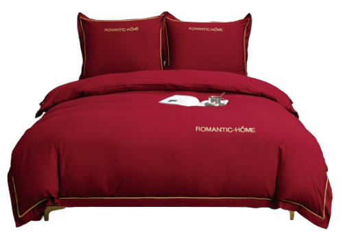 Pościel z lamówką oraz falbanką 140x200 bordowa