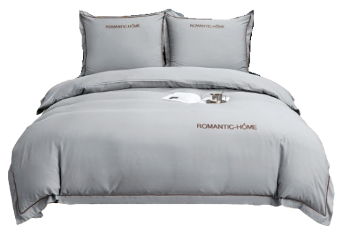 Pościel z lamówką oraz falbanką 140x200 stalowa