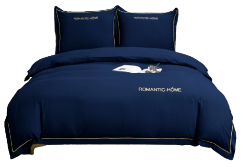 Pościel z lamówką oraz falbanką 140x200 granatowa