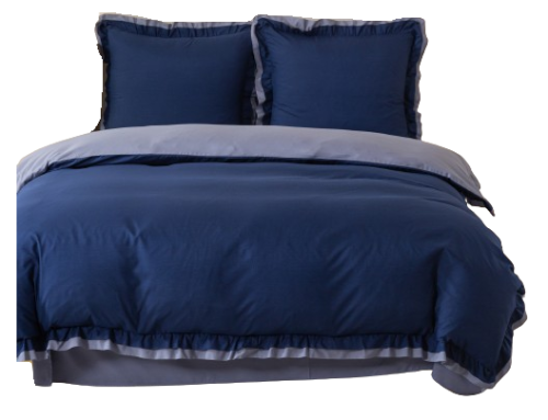 Pościel dwukolorowa z falbanka 200x220 granat/szary