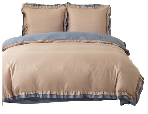 Pościel dwukolorowa z falbanka 200x220 beż/szary 