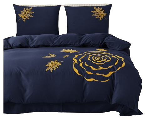 Pościel z haftowanym wzorem 200x220 granatowa