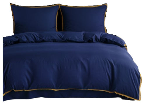 Pościel z koronkową falbanką 200x220 granatowa