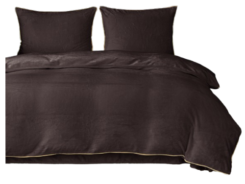 Pościel polarowa z lamówką 200x220 "MIŚ" mikrofibra brązowa