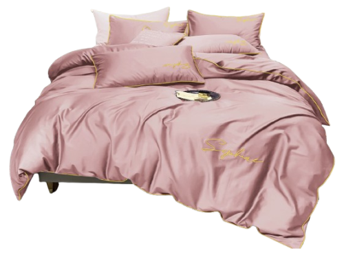 Pościel ze złota lamówką 200x220 rózowa