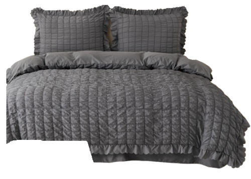 Pościel muślinowa z falbanką 200x220 grafitowa