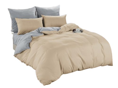 Pościel dwustronna 140x200 gładka beż/szary