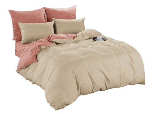 Pościel dwustronna 140x200 gładka beż/rudy