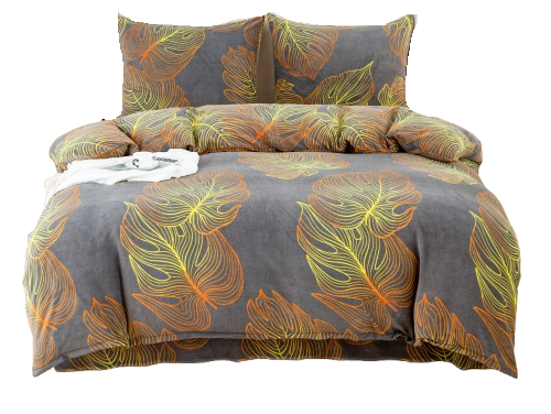 Pościel polarowa premium 160x200 "MIŚ" mikrofibra liście monstera I