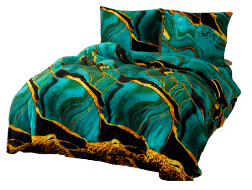 Pościel polarowa premium 200x220 "MIŚ" mikrofibra zielona abstrakcja