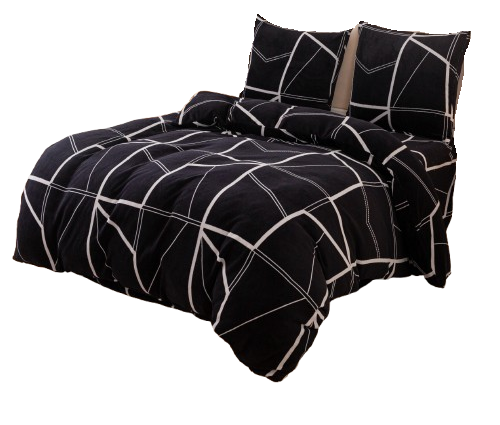 Pościel polarowa premium 200x220 "MIŚ" mikrofibra czarna geometria