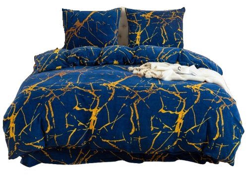 Pościel polarowa premium 200x220 "MIŚ" mikrofibra niebieski marmurek