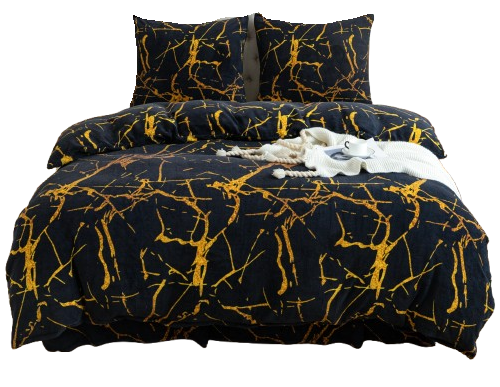 Pościel polarowa premium 200x220 "MIŚ" mikrofibra czarny marmurek