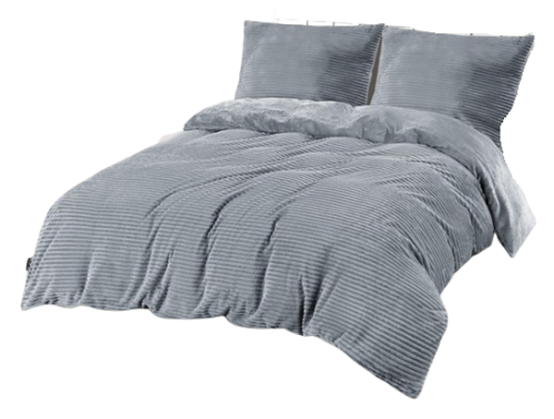 Pościel polarowa w prążki 200x220 "MIŚ" mikrofibra szara