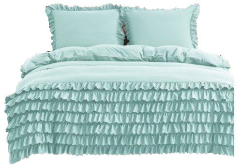Pościel z falbanką 7 falban 160x200 miętowa