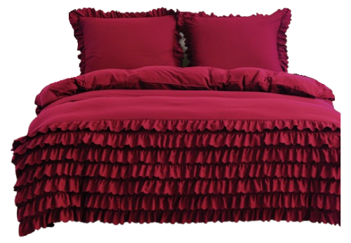 Pościel z falbanką 7 falban 160x200 bordowa