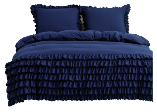 Pościel z falbanką 7 falban 160x200 granatowa