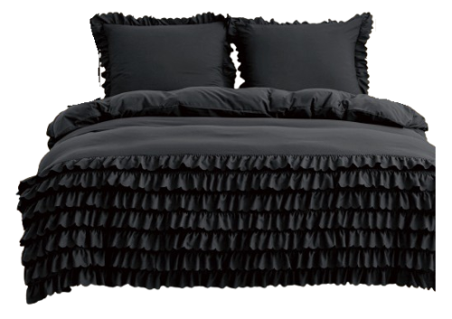 Pościel z falbanką 7 falban 160x200 czarna