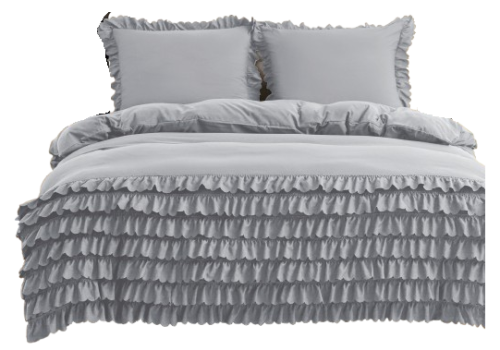 Pościel z falbanką 7 falban 160x200 szara