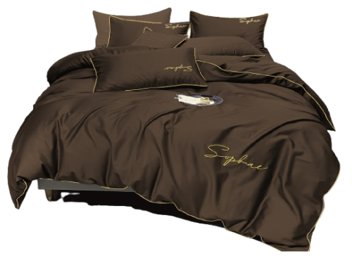 Pościel ze złota lamówką 200x220 brązowa