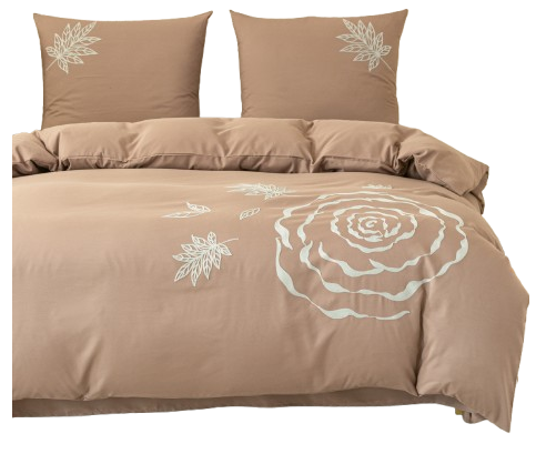 Pościel z haftowanym wzorem 160x200 beżowa